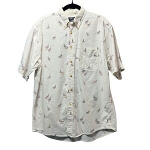 Vintage Trader Bay Sailboat Linen Blend Shirt Men M‎ 90s Nautical Coastal